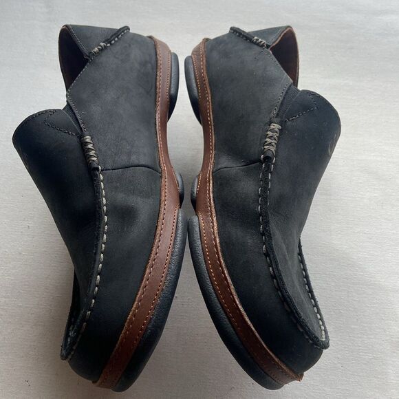 Olukai Men's Black Leather Loafers Moloa Men’s size 9.5 - Picture 3 of 9